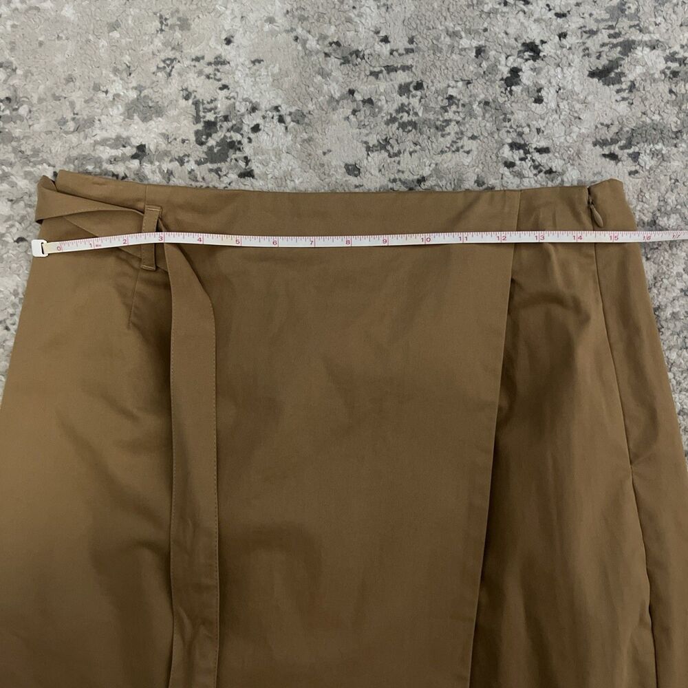 Banana Republic Factory Camel Chino Wrap A- Line Midi Skirt Sz 8 - Picture 9 of 10
